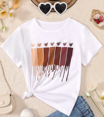 Girls Heart & Graphic Print Tee