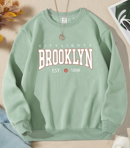Girls Letter Graphic Thermal Lined Sweatshirt
