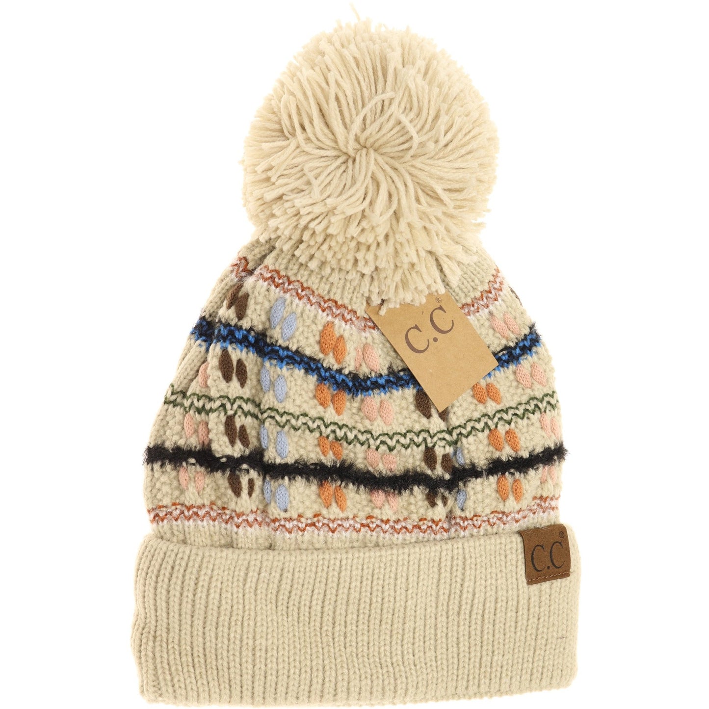 C.C. Vintage Knit Yarn Pom Beanie