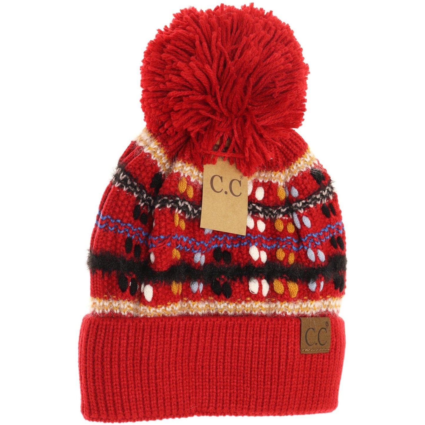 C.C. Vintage Knit Yarn Pom Beanie