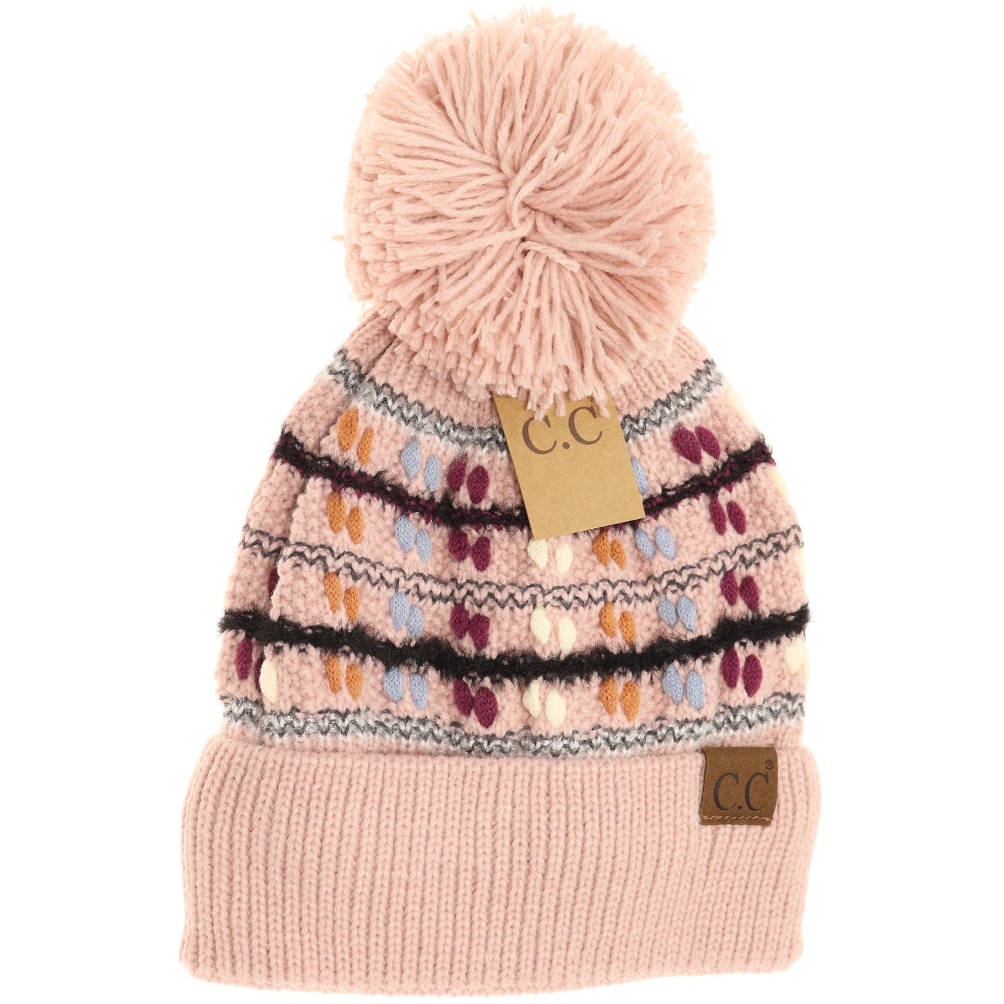C.C. Vintage Knit Yarn Pom Beanie