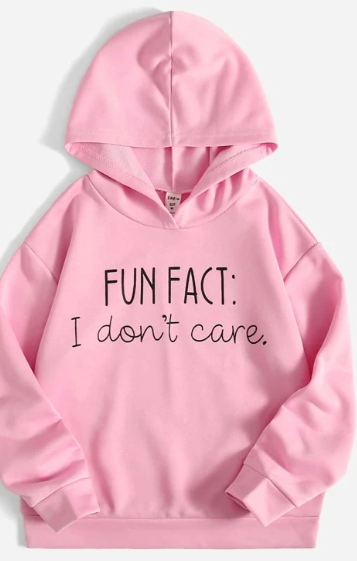 Girls Slogan Graphic Drop Shoulder Hoodie