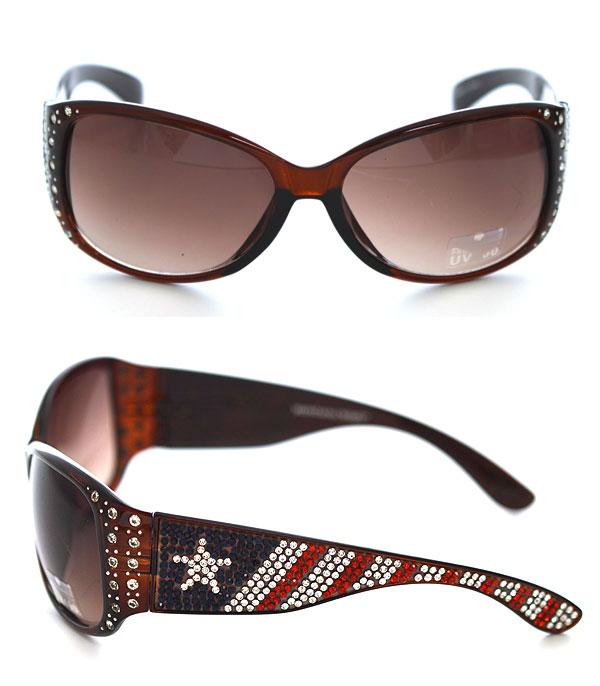 Montana West Sunglasses Stars and Stripes in Rhinestones