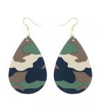 Green Camo Leather Earrings